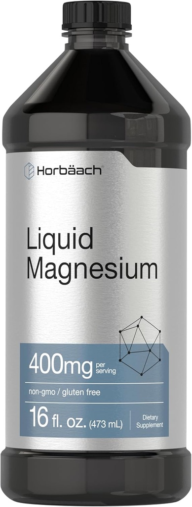 Horbaach Liquid Magnesium 16 fl oz ← Vital Trace Minerals Complex TENIDO CON Sulfate, Lithium y Boron ANTE Vegetarian, Non-GMO & Gluten Free Supplement