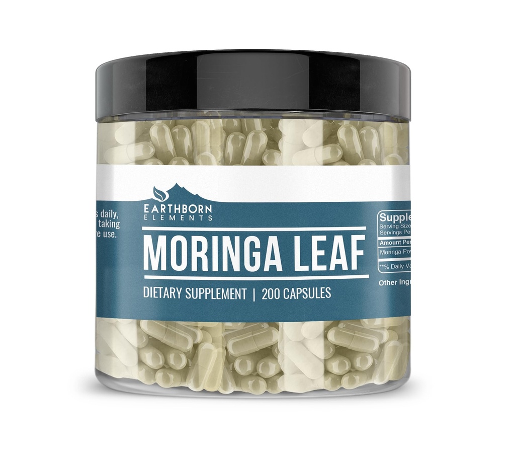 Elementos tercos Moringa 200 cápsulas, puras " sin diluir, sin aditivos
