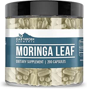 Elementos tercos Moringa 200 cápsulas, puras " sin diluir, sin aditivos