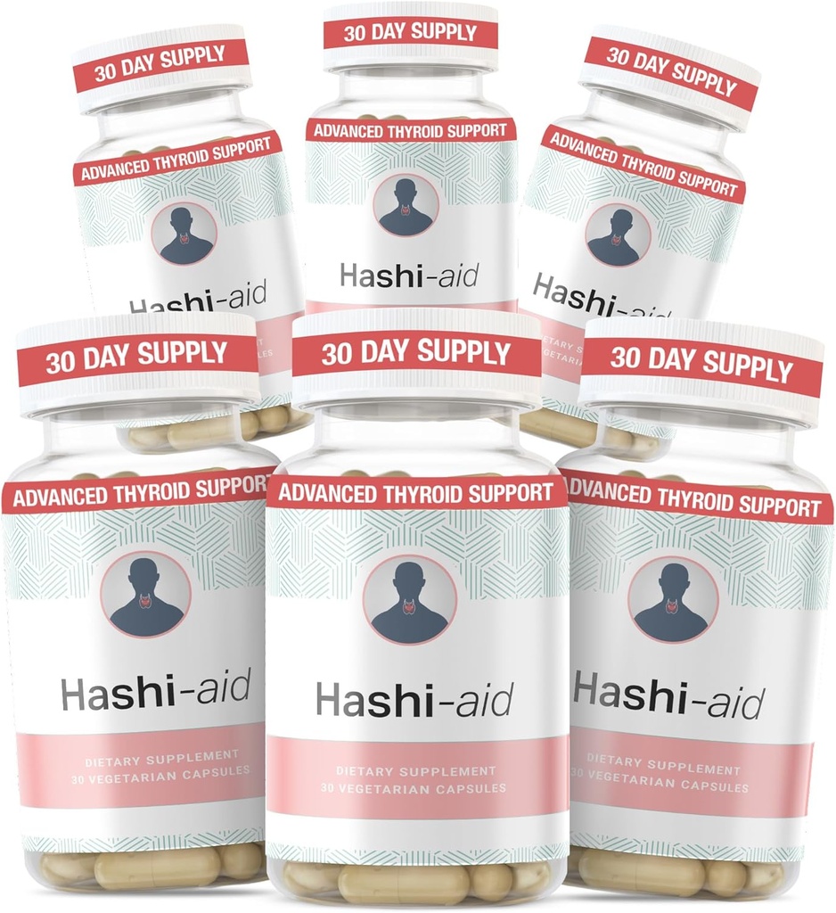 IBDassistTM Hashi Aid Thyroid Support for Women ' Hombre - Suplemento tiroideo para la enfermedad de Hashimoto " Hypothyroidism* - con Ashwagandha, Selenium, Zinc, Vitaminas Esenciales " Más - 30 cápsulas (6 Pack)