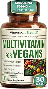 Multivitamina Vegan para Hombres Mujer - Multivitaminas esenciales 90 Tabletas con vitamina B12, A, D, C, Zinc, Magnesio &amp; Más para el bienestar corporal total - 23 Nutrientes clave &amp; Vitaminas