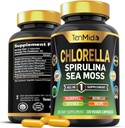 Chlorella Suplemento para Hombres y Mujeres - 7in1 Fórmula con Spirulina, Moss del Mar, Clorophyll, Gotu Kola, Boswellia & Bacopa - Immune Support - Rich in Nutrient, Vitaminas - 120 cápsulas