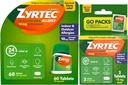 Zyrtec 24 horas Alivio de Alergia Tabletas, Indoor y Alergia al aire libre Medicina con 10 mg Cetirizina HCl por Tableta Antihistamínica, Pack Bundle, 60 ct + 3 ct Paquetes de Viaje, 63 Conde