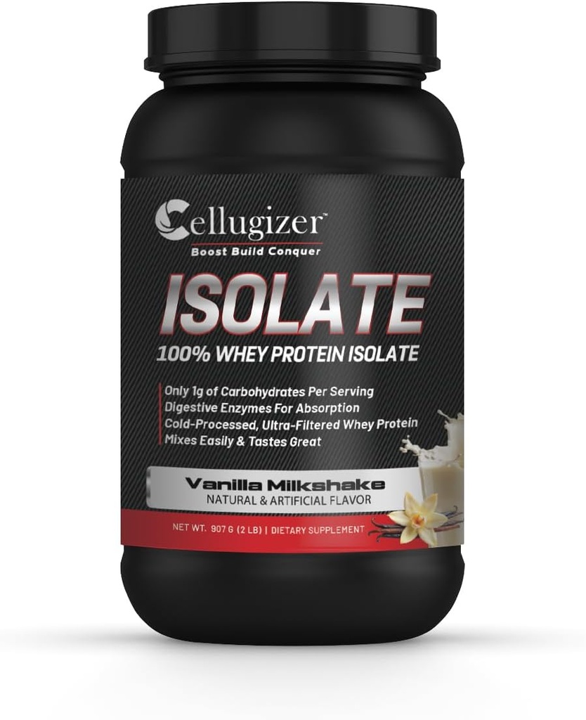 100% Whey Isolate 2lb, Vainilla I 26g Protein, Digesting rápido I 0g Sugar, Baja Carb