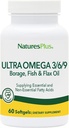 Natures Plus Ultra Omega 3 6 9-1200 mg, 60 Softgels - Aceite de Borage, Aceite de Pesca, Suplemento de aceite de Flax, Libre de gluten - 60 Servimientos