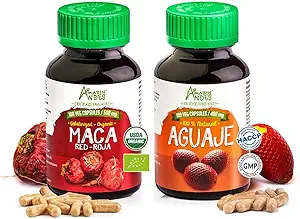 Red Maca Root and Aguaje Capsules for Women l Organic Female Health Supplement l Strong Hormone Regulator Pack l Andes