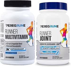 Runner Multivitamin &amp; Joint Support Suplemento – Antioxidantes, Complejo de vitamina B, Probióticos para la salud, energía, resistencia, recuperación - Glucosamine Chondroitin, MSM – GMP Running Suplementos