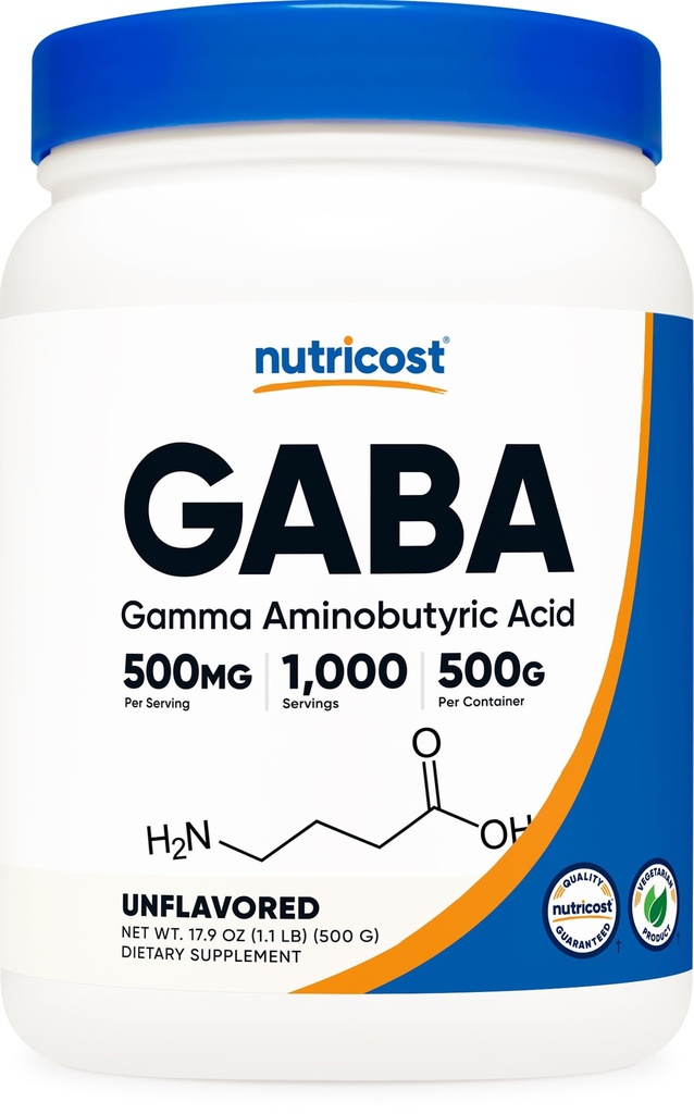 Nutricost Pure GABA 500G Powder (Gamma Aminobutyric Acid) (500 Grams/1.1 pounds)