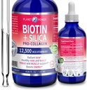 BIOTIN Líquido Vegan con Silica Pro-Colágen 12,500mcg. Soporta el cabello saludable, la piel de la guanición, las uñas fuertes. Boost Energy. Para hombres y mujeres – Fórmula consagrada. Natural Cherry Flavor. 4oz