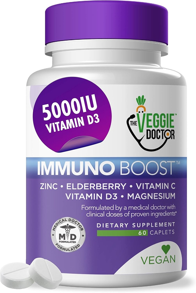 Suplemento de Apoyo Inmunitario (60 Tablets) - Todo Natural, Vegan – Elderberry, Zinc, Vitaminas C, D3 para Sistema Inmunitario Boost – Suplemento Inmunitario con Magnesio para Soporte Inmunitario Diario