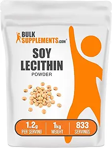 BulkSupplements.com Soja Lecithin Powder - Suplemento Lecithin, Suplemento Nutricional, Grado Alimentario - Grado Gluten Libre, 1.2g por Ser, 1kg (2.2 libras) (Pack de 1)