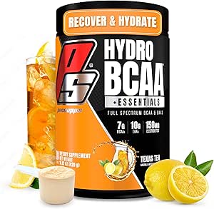 PROSUPPS HydroBCAA Aminoácidos esenciales Polvo, Texas Té - Suplemento de entrenamiento con BCAA, EAAs " Electrolitos para la hidratación " Recuperación - Stimulante libre, Soy " Gluten-Free - 30 Servimientos