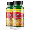 America Medic & Science Rapid-C 1000mg Vitamin C Supplement (2 Pack of 100 Tablets) Energy Booster, Daily Immune System Support, Antioxidant | Vegan, Non-GMO Coated Ascorbic Acid for Adult Men & Women