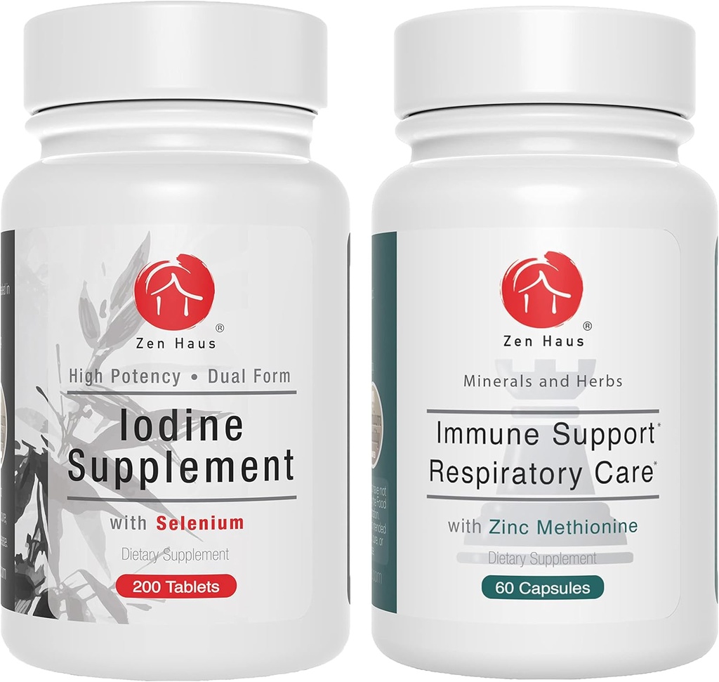 Zen Haus Iodine y Immune Bundle - 12,5 mg Complejo de yodo con la Fórmula de Apoyo Inmune y Respiratorio