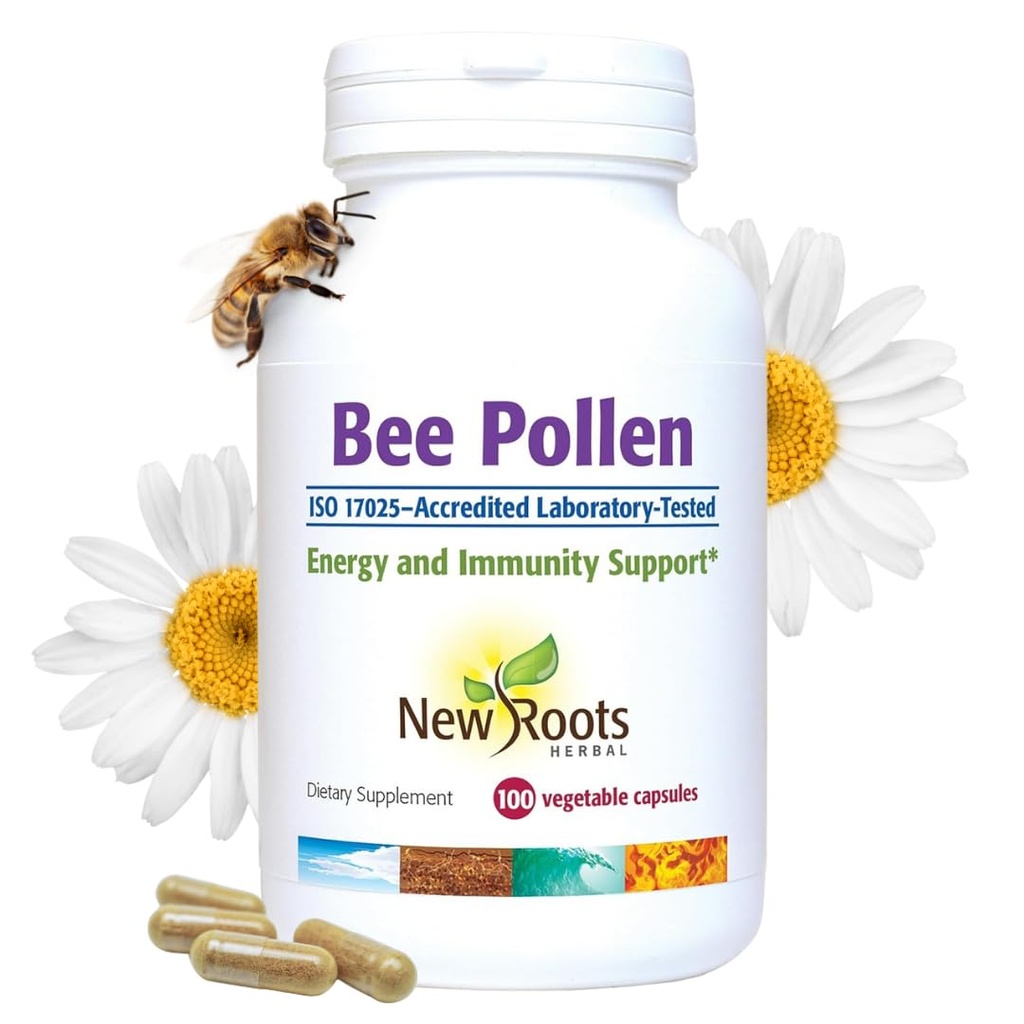 Bee Pollen Capsules (1000 mg) All Natural Bee Pollen Supplement TEN Rich in Minerals, Vitaminas &amp; Aminoácidos esenciales para el soporte antioxidante y la Vitalidad de abejas (100 cápsulas)