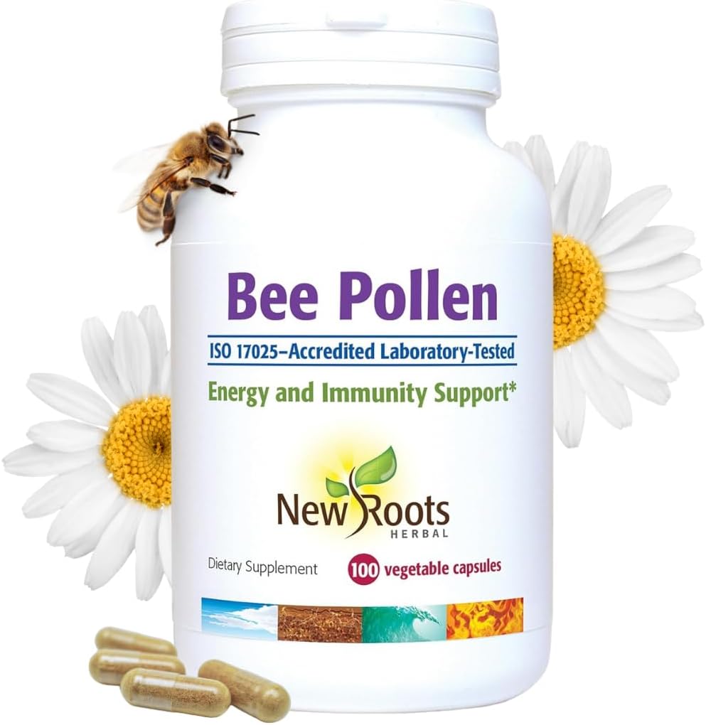 Bee Pollen Capsules (1000 mg) All Natural Bee Pollen Supplement TEN Rich in Minerals, Vitaminas &amp; Aminoácidos esenciales para el soporte antioxidante y la Vitalidad de abejas (100 cápsulas)
