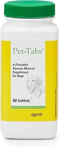 Pet-Tabs Multivitamin and Mineral Supplement for Dogs, Chewable Tablet, 60 Count Bottle