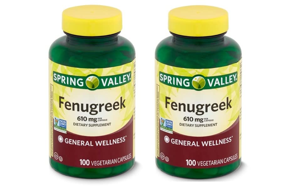 Suplemento dietético de Spring Valley Fenugreek, 610 mg, 100 Conde (Pack of 2)