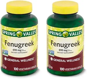 Suplemento dietético de Spring Valley Fenugreek, 610 mg, 100 Conde (Pack of 2)