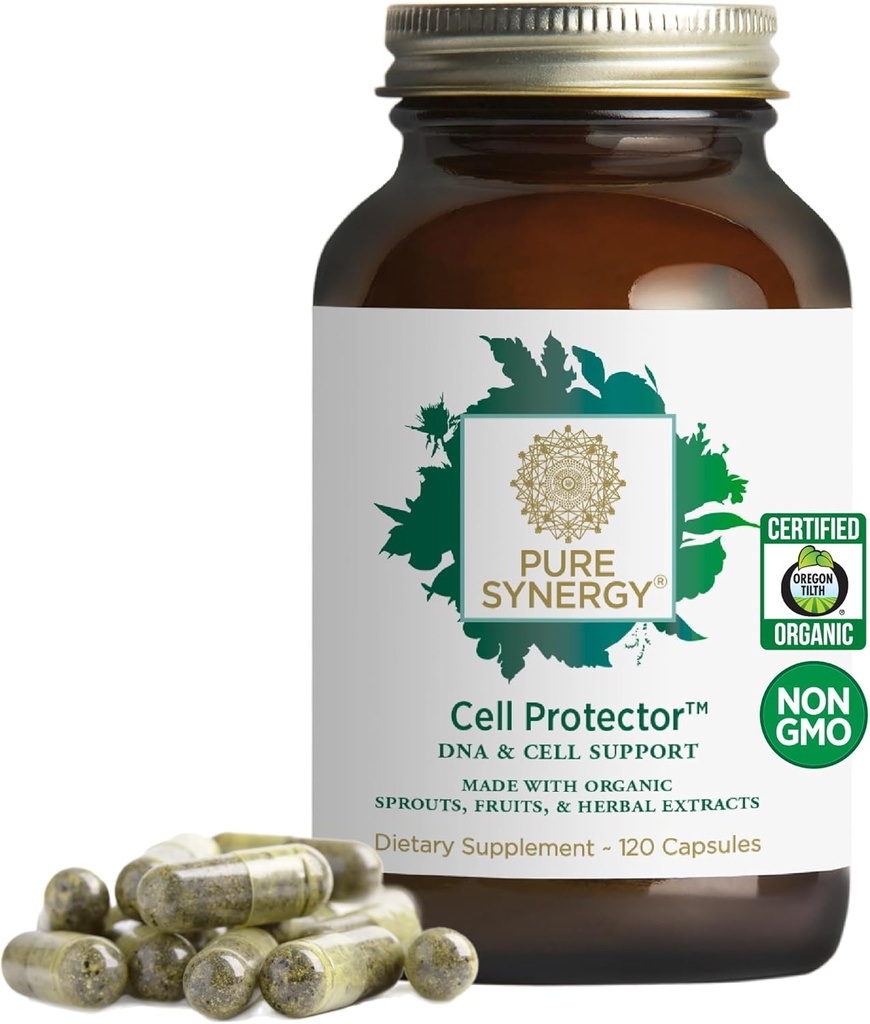 PURE SYNERGY Cell Protector ← Celular Health Supplement TEN Cell and Immune Support with Selenium and Organic Cruciferous Vegetables  for Healthy Aging " Detoxification (120 Capsules)