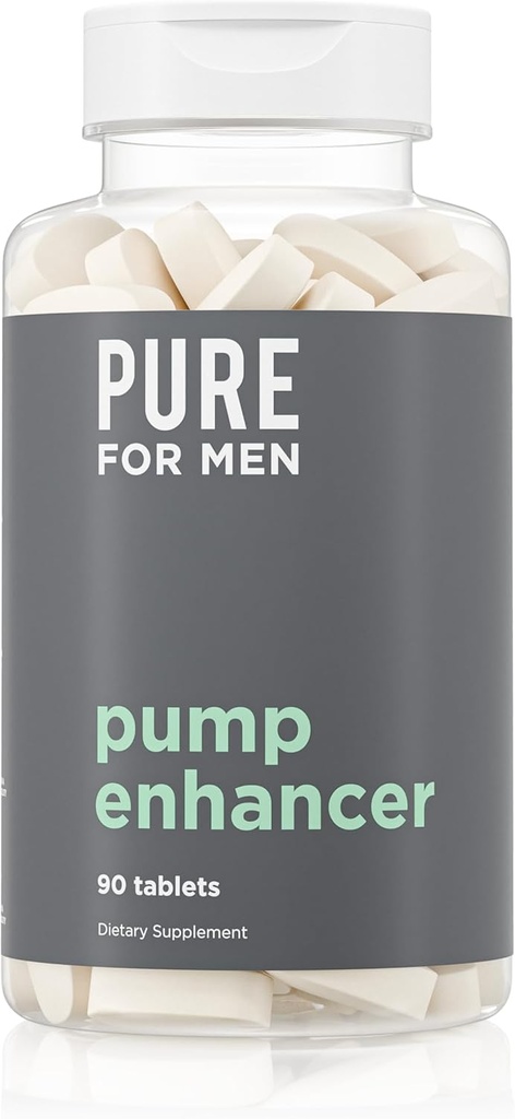 Pure for Men Pump Enhancer ← Pre Workout Supplement for Muscle Pump, Stamina and increased Blood Flow ← Nitric Oxide Booster with L-Arginine & L-Citrulline  Focus and Energy Support  90 Count