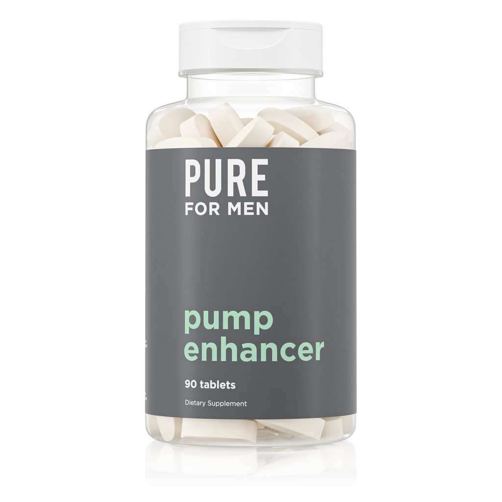 Pure for Men Pump Enhancer ← Pre Workout Supplement for Muscle Pump, Stamina and increased Blood Flow ← Nitric Oxide Booster with L-Arginine & L-Citrulline  Focus and Energy Support  90 Count