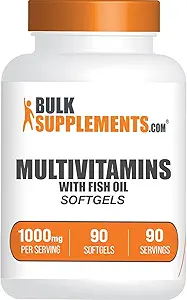 BulkSupplements.com Multivitamin Softgels - Suplemento multivitamínico diario, para adultos con aceite de pescado - Gluten Gratis, 1 Softgel por Serving, 90 Cuenta (Pack of 1)