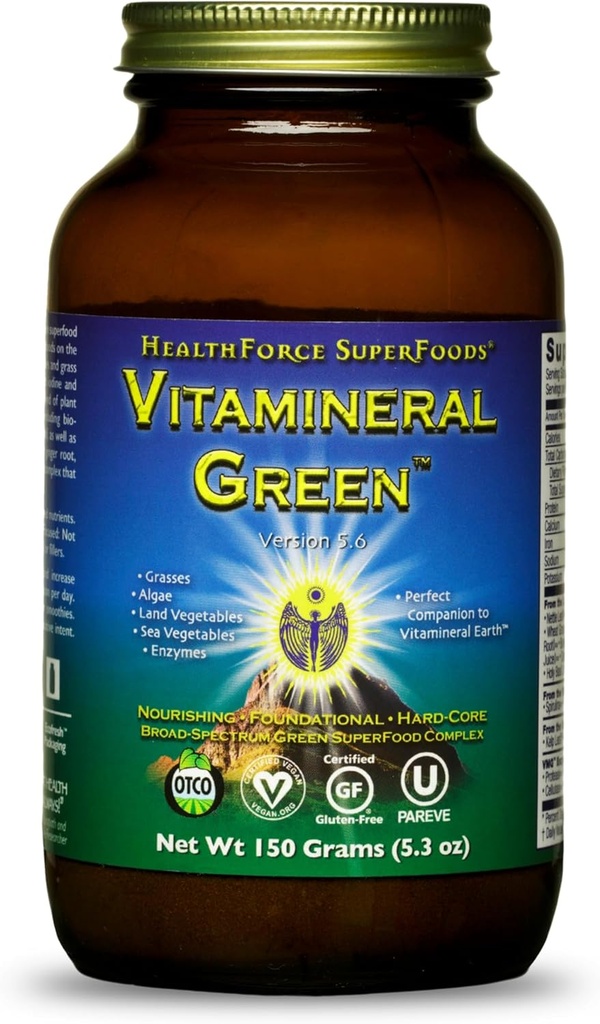 SUPERFOODES DE HEALTHFORCE Vitamineral Green - Suplemento Mineral para el soporte de tiroides inmune - Suplemento de polvo verde con ingredientes de la tierra - libre de gluten &amp; Vegan - 150 gramos