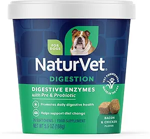 NaturVet – Digestive Enzymes - Plus Probiotics & Prebiotics – Helps Support Diet Change & A Healthy Digestive Tract – for Dogs (Soft Chews, 70 Count)
