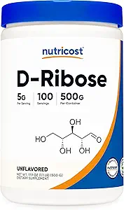 Nutricost D-Ribose Powder 500 Grams - 5000mg Por Serving, Non-GMO (500 G (2 Pack))