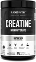 Funda de Monohidrato de Creatina Jacked Factory 425g - 5g Suplemento diario de Creatina para Hombres y Mujeres, Vegan-Amigo, Terceros Tested - 85 Servimientos, Desflavorado