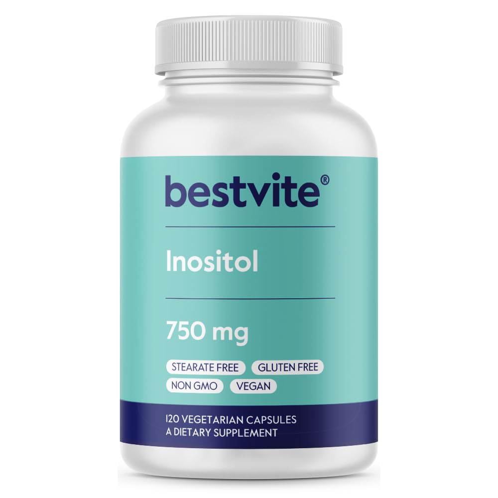 BESTVITE Inositol 750 mg as Myo Inositol (120 Vegetarian Capsules) - No Stearates - Vegan - Non GMO - Gluten Free