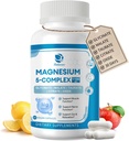 Suplemento Complejo de Magnesio 5-en-1 con vitaminas &amp; extractos herbarios, 30 días de suministro con magnesio Glycinate Citrato Malate Taurate Oxido para la energía del músculo del hueso calma equilibrio del cortisol, Vegan