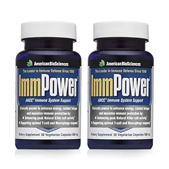 American BioSciences ImmPower ← Apoyo Inmunitario mejorado, Actividad Natural de Killer Cell " Cytokine Production ← 30 cápsulas vegetarianas, 500 mg de AHCC por cápsula (2 Pack)
