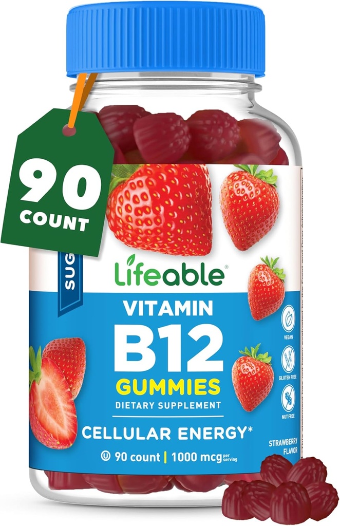 Vitamina B12 Gummies TENIDO 1000 mcg TENIDO Great Tasting B12 Vitaminas Gummies TENIDO Energía, Mood y Metabolismo Soporta TEN B 12 Vitamina Gummies para Hombres, Mujeres, Adultos TENIDO 90 Gummies