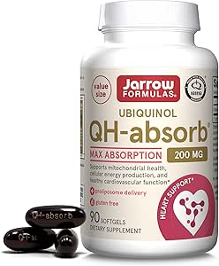 Fórmulas Jarrow QH-Absorb 200 mg - Forma Antioxidante Activa de Co-Q10 - Suplemento dietético - Apoya la Producción de Energía Mitocondrial " Salud Cardiovascular - 90 Softgels
