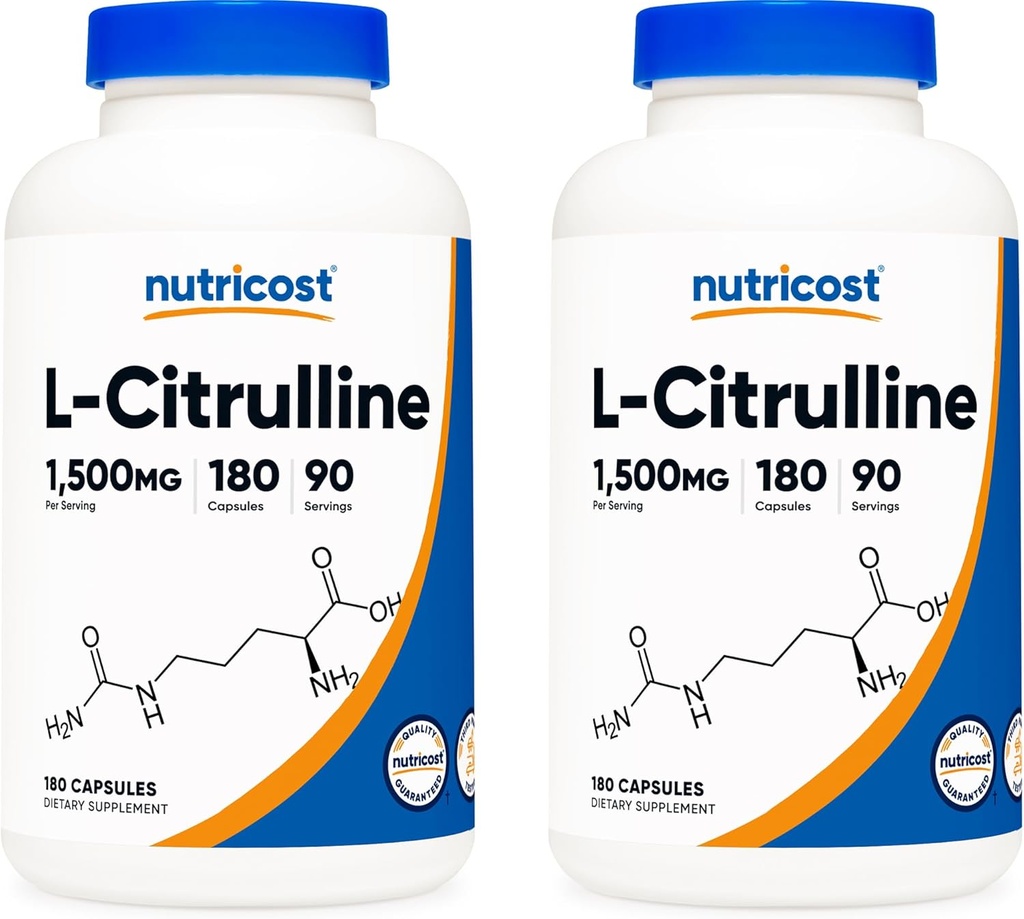Nutricost L-Citrulline 750mg, 180 Capsules (2 Botellas)