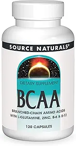 Fuente Naturales BCAA Aminoácidos ramificados con L-Glutamina, Zinc, B-6 y B-12, proporciona soportes Los sistemas musculares del cuerpo* - 120 cápsulas