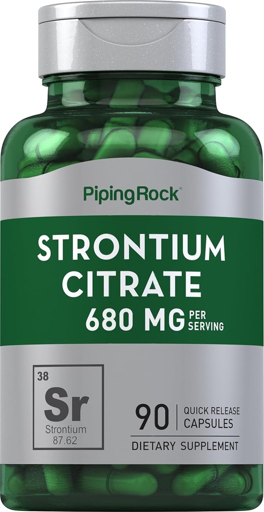 Piping Rock Strontium Citrate 680 mg Capsules Silencio 90 Conde Silencio No GMO, Gluten Suplemento Gratis