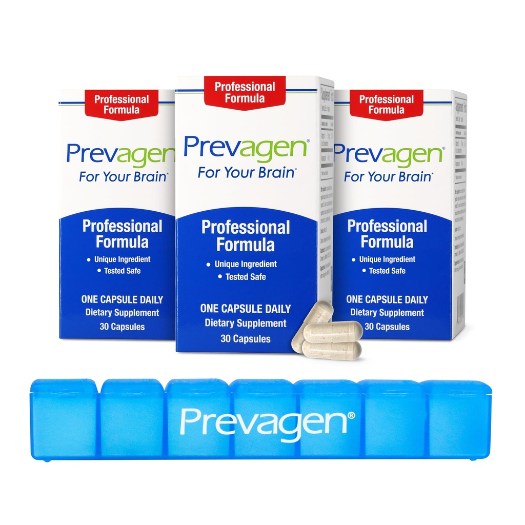 Prevagen Professional Fórmula - 90 Capsules (3 Mes de Suministro) ← Fórmula para su cerebro Ø 40 mg de Apoaequorin Plus Vitamina D3 con 7-Day Pill Minder