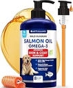 Aceite de salmón para perros - Omega 3 para perros - 8 FL OZ Aceite de pescado de salmón de Alaska silvestre - EPA natural &amp; DHA Ácidos grasos para la piel " Cuna, alergia, salud conjunta de huesos - Suplemento de apoyo líquido para la boda