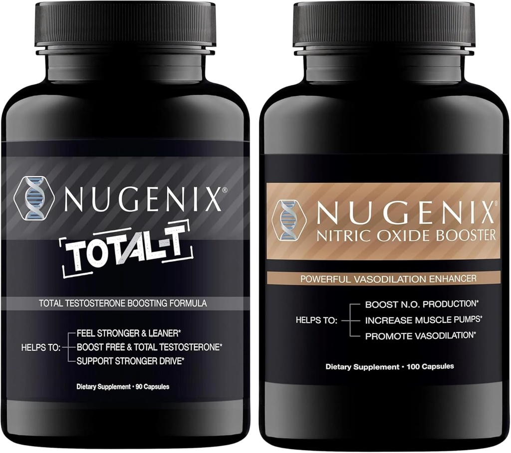 Nugenix Nitric Oxide Booster y Booster Total-T Testosterone para Hombres