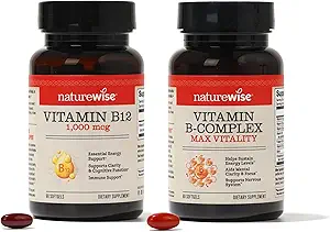 NatureWise Vitamina B12 1000 mcg y Complejo de Vitamina B para Energía Celular, Claridad Mental, Vitalidad Máxima - 60 Softgels Cada