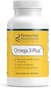 Nutricionales investigados Omega-3 Plus Fish Oil - EPA DHA Omega 3 Suplemento de Apoyo Cardiovascular &amp; Brain Health - Molecularmente Destilado para la Pureza &amp; Safety (60 Softgels)