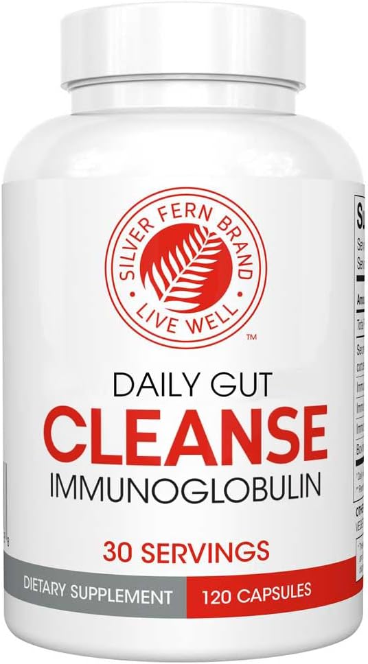 Silver Fern Cleanse - Daily Gut - 1 Bottle - 120 Capsules - 30 Day Supply - Immunoglobulin G, A &amp; M - (IgG, IGA, IgM) - Postbiótico