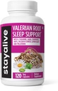 STAY ALIVE Valerian Root Capsules, 8-in-1 Extract w/Melatonin, Passion Flower, L-Theanine, Lemon Balm, Hops Flower, Chamomile & GABA, 120 Valerian Pills, Non-GMO & Gluten-Free Natural Sleep Supplement