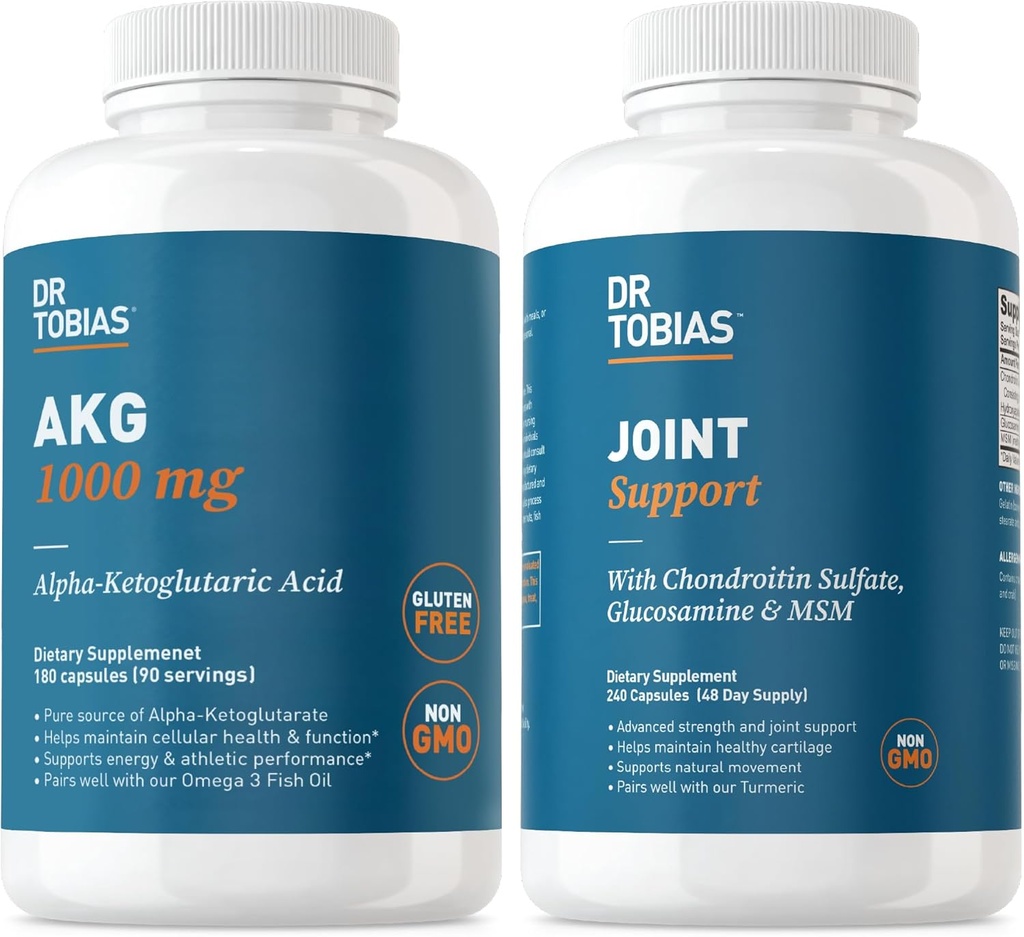 Suplemento de apoyo conjunto del Dr. Tobias AKG - Apoyo a la energía, los músculos, el cartílago " Salud conjunta, no GMO