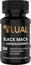 LUAL 30,000mg 30x Strength Organic Black Maca Root with Ashwagandha - Highest Potency Black Maca Root Capsules for Hombre - 100% Pure Maca Peruana Powder Organic, Gelatinized, Non-GMO - 60 pastillas
