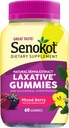 Senokot Dietary Supplement Laxative Gummies, Natural Senna Extract, Gentle, Overnight Relief from Occasional Constipation, Mixed Berry Flavor, 60 Conde.