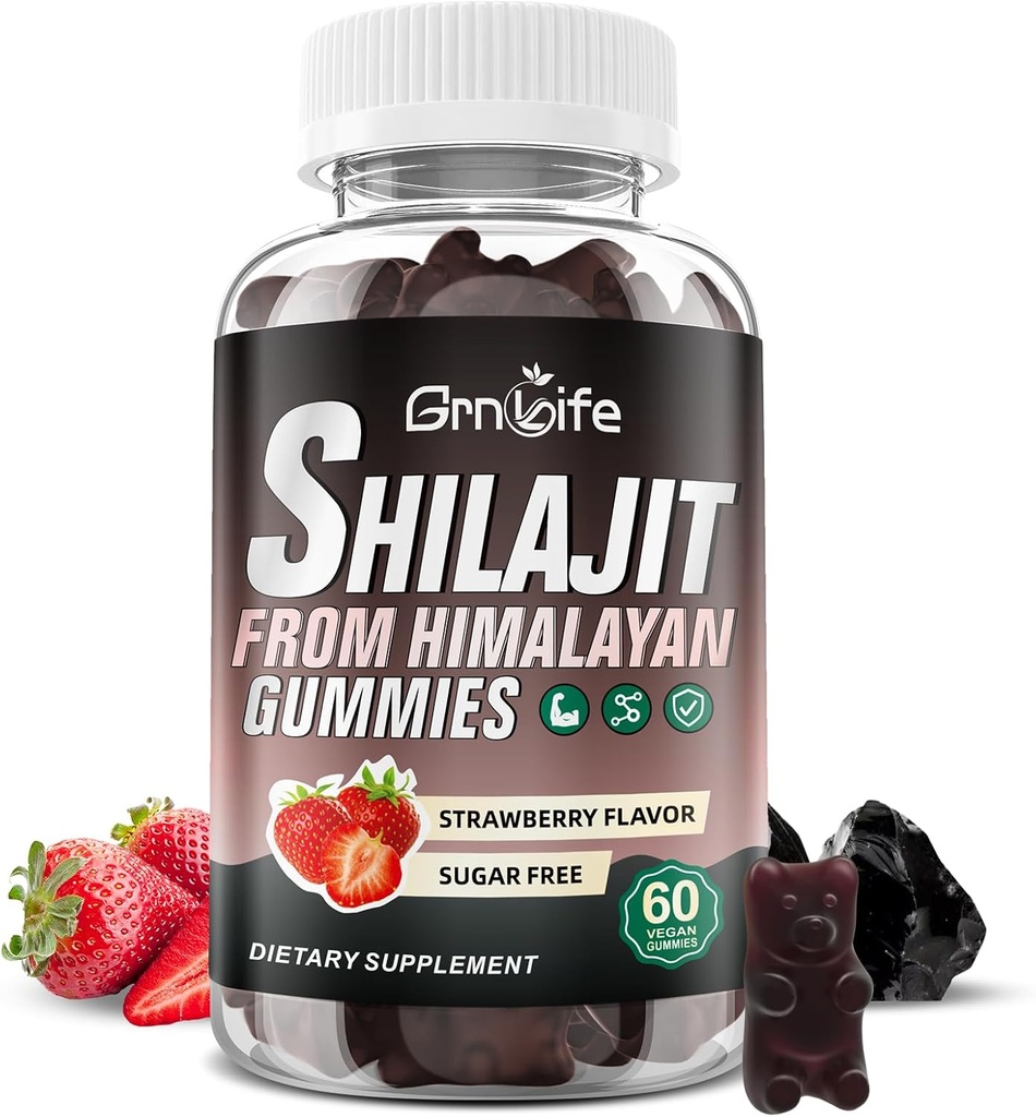 Shilajit Gummies for Men &amp; Women, 1000MG Shilajit Supplement with 85+ Trace Minerals " Fulvic Acid for Energy, Immunity, Sugar-Free, Strawberry-60 Count